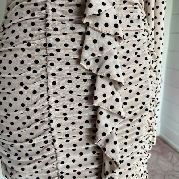 Majorelle Karissa Mini One Shoulder Pink Polka Dot REVOLVE Dress - Size Medium - Picture 3 of 7